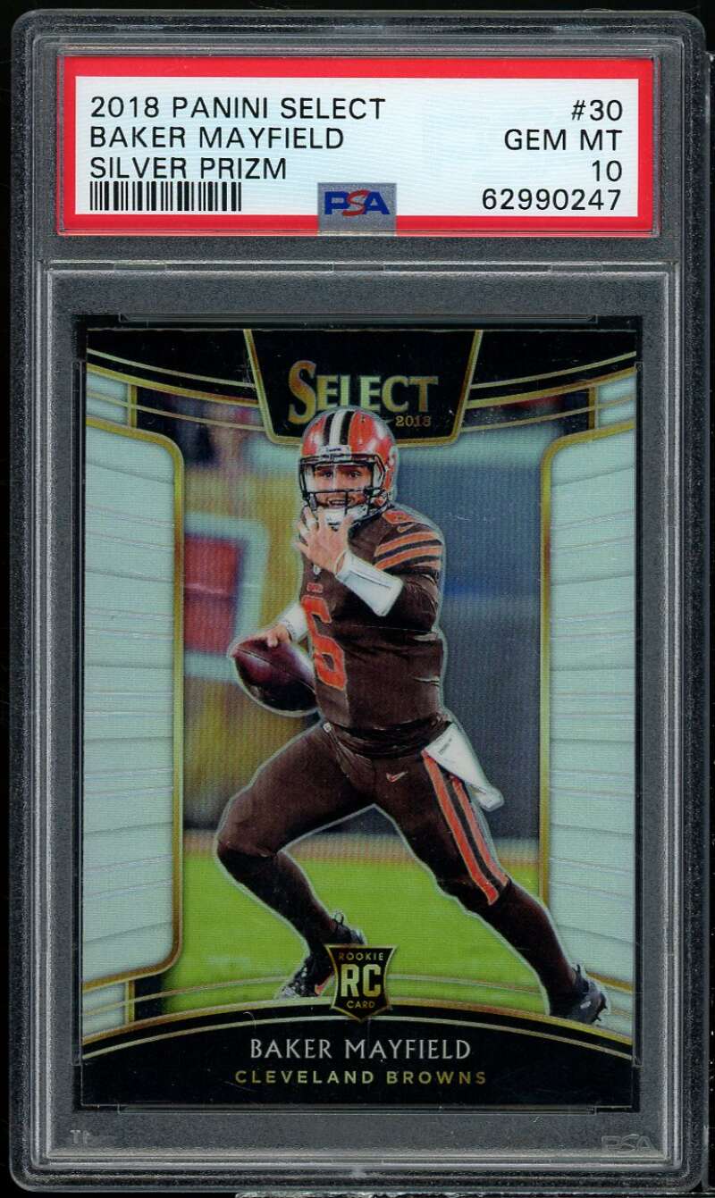 Baker Mayfield Rookie Card 2018 Panini Select Silver Prizm #30 PSA 10 Image 1