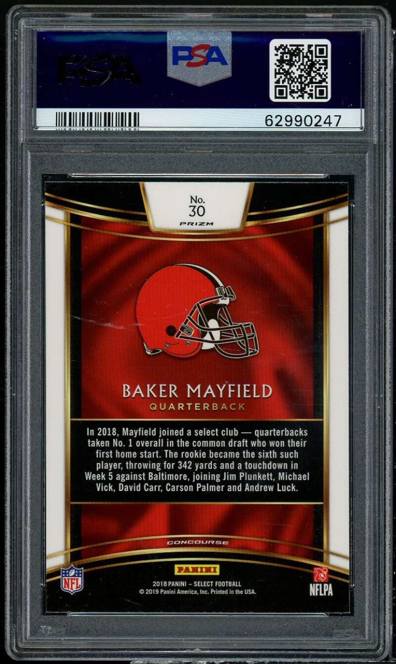 Baker Mayfield Rookie Card 2018 Panini Select Silver Prizm #30 PSA 10 Image 2