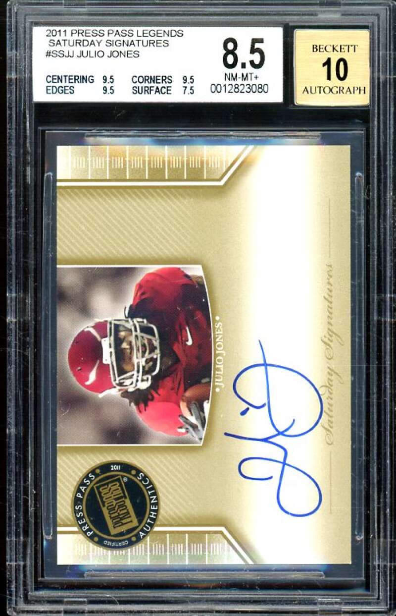 Julio Jones Rookie 2011 Press Pass Legends Saturday Signatures #SS-JJ BGS 8.5 Image 1