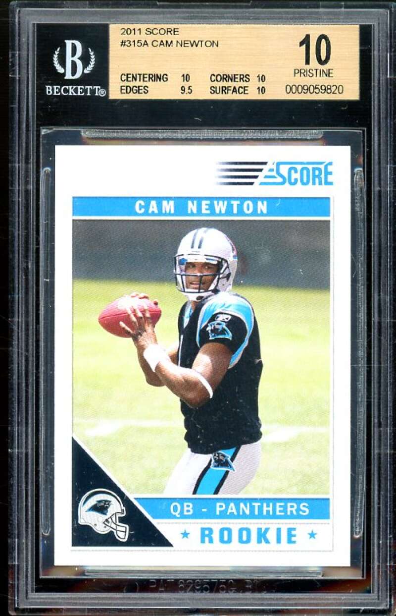 Cam Newton Rookie Card 2011 Score #315 (PRISTINE) BGS 10 Image 1