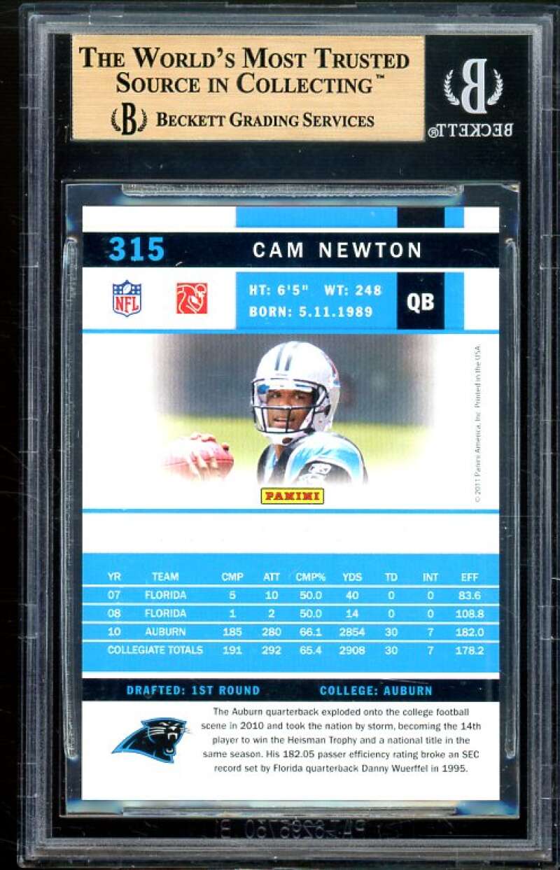 Cam Newton Rookie Card 2011 Score #315 (PRISTINE) BGS 10 Image 2