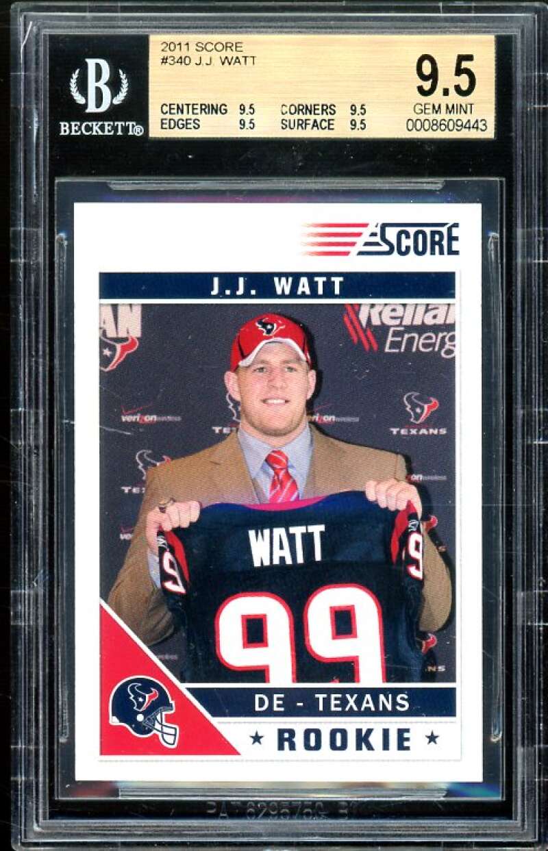 J.J. Watt Rookie Card 2011 Score #340 BGS 9.5 (9.5 9.5 9.5 9.5) Image 1