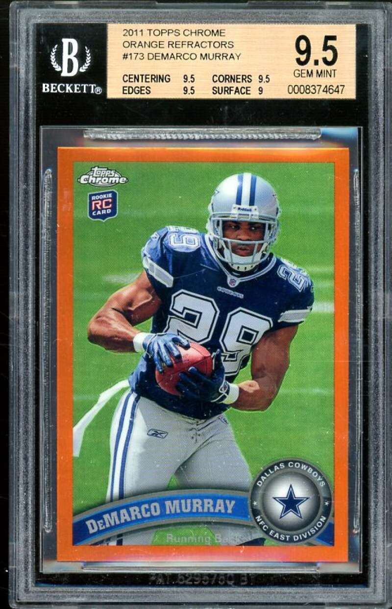 DeMarco Murray Rookie Card 2011 Topps Chrome Orange Refractors #173 BGS 9.5 Image 1