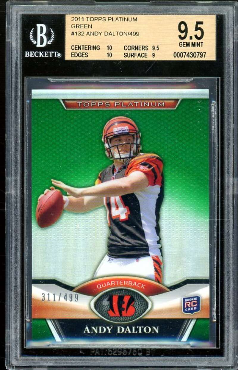 Andy Dalton Rookie Card 2011 Topps Platinum Green #132 BGS 9.5 (10 9.5 10 9) Image 1