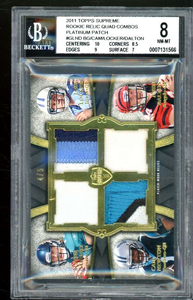 Dalton/Locker/Gabbert/Newton Rookie 2011 Topps Supreme Quad (4 of 5) #GLND BGS 8 Image 1