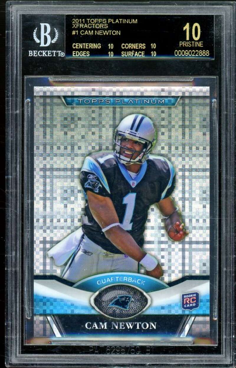 Cam Newton Rookie Card 2011 Topps Platinum Xfractors #1 (PRISTINE BLACK) BGS 10 Image 1