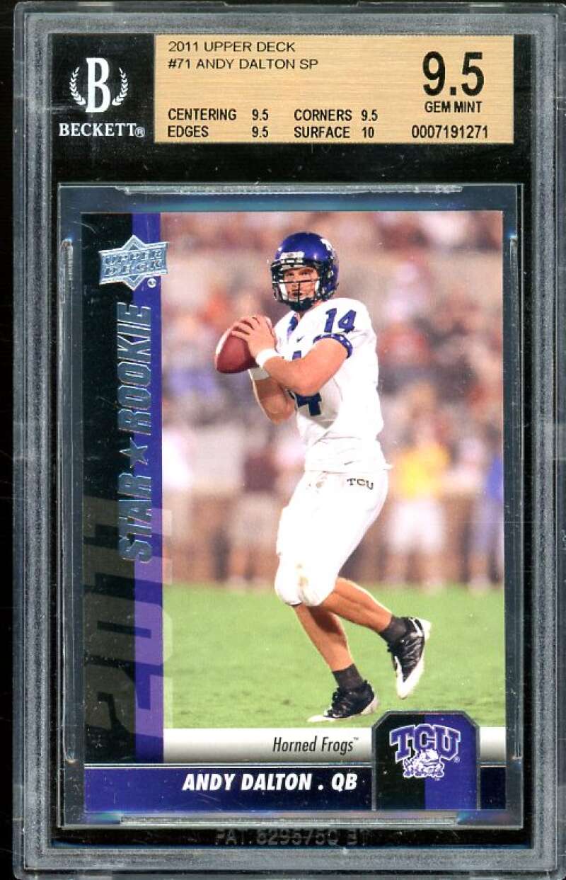 Andy Dalton Rookie Card 2011 Upper Deck #71 BGS 9.5 (9.5 9.5 9.5 10) Image 1