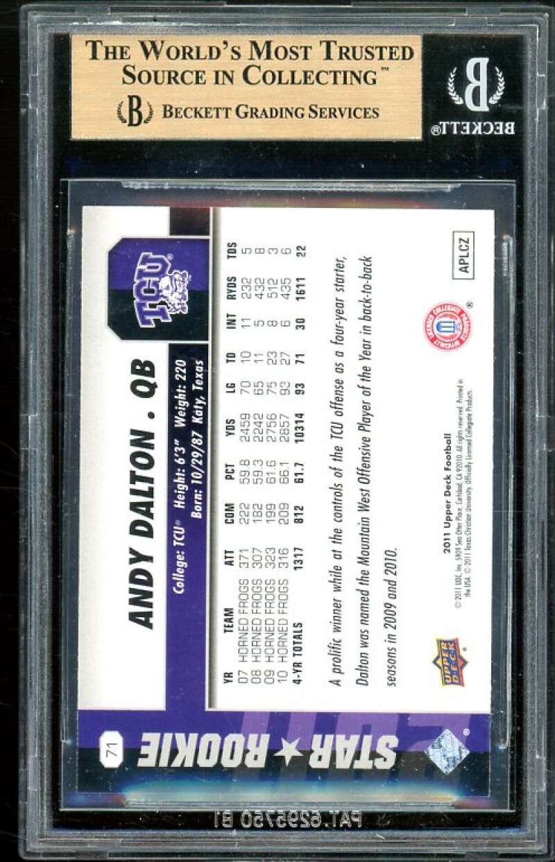 Andy Dalton Rookie Card 2011 Upper Deck #71 BGS 9.5 (9.5 9.5 9.5 10) Image 2