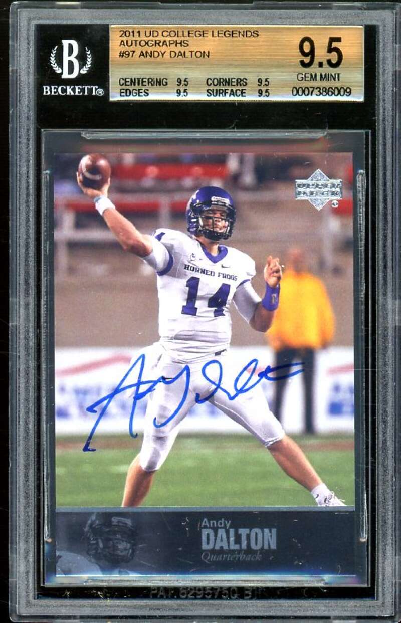 Andy Dalton Rookie 2011 UD College Football Legends Autographs #97 BGS 9.5 Image 1