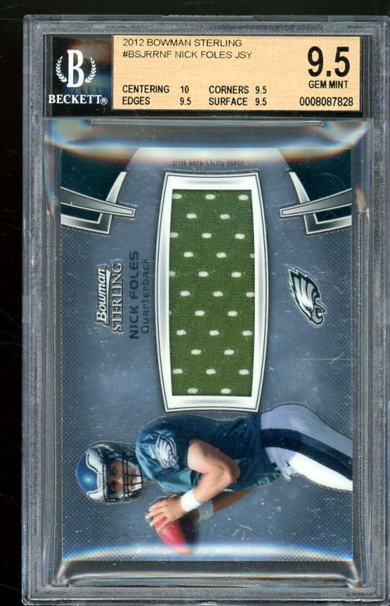 Nick Foles Rookie 2012 Bowman Sterling Jersey #BSJRRNF BGS 9.5 (10 9.5 9.5 9.5) Image 1