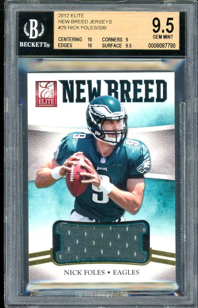 NICK FOLES 2012 PANINI ELITE NEW BREED 3-CLR PATCH #09/49 (HIS