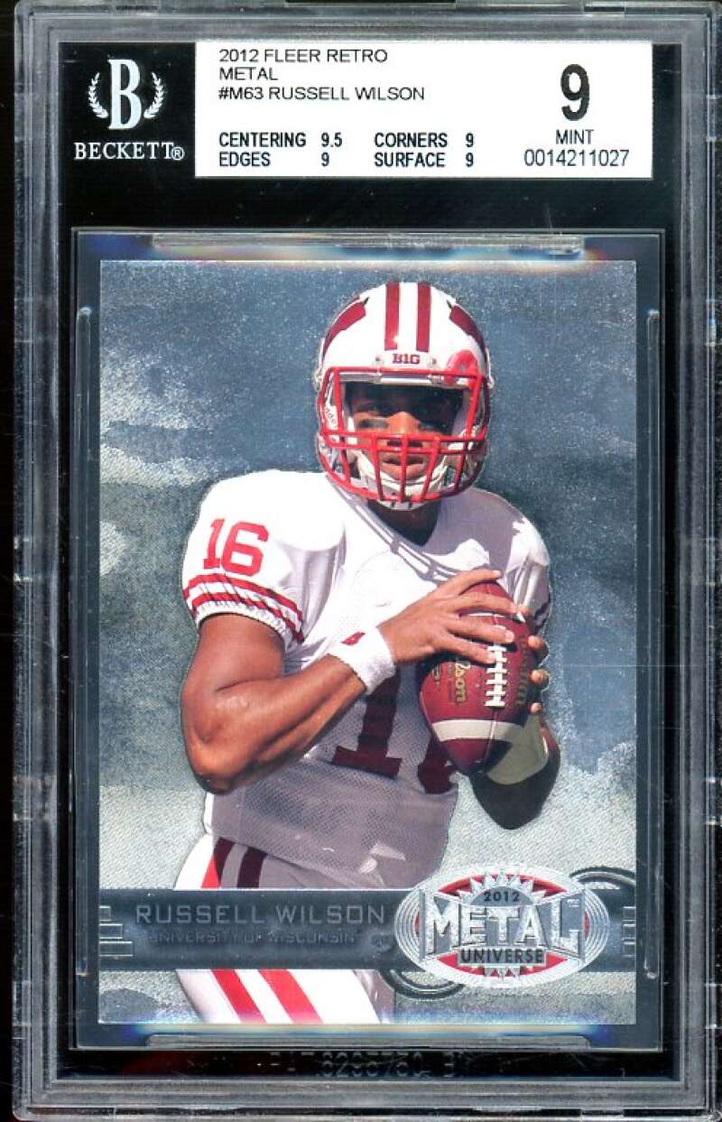 Russell Wilson 2012 Fleer Retro Metal #M63 BGS 9 (9.5 9 9 9) Image 1