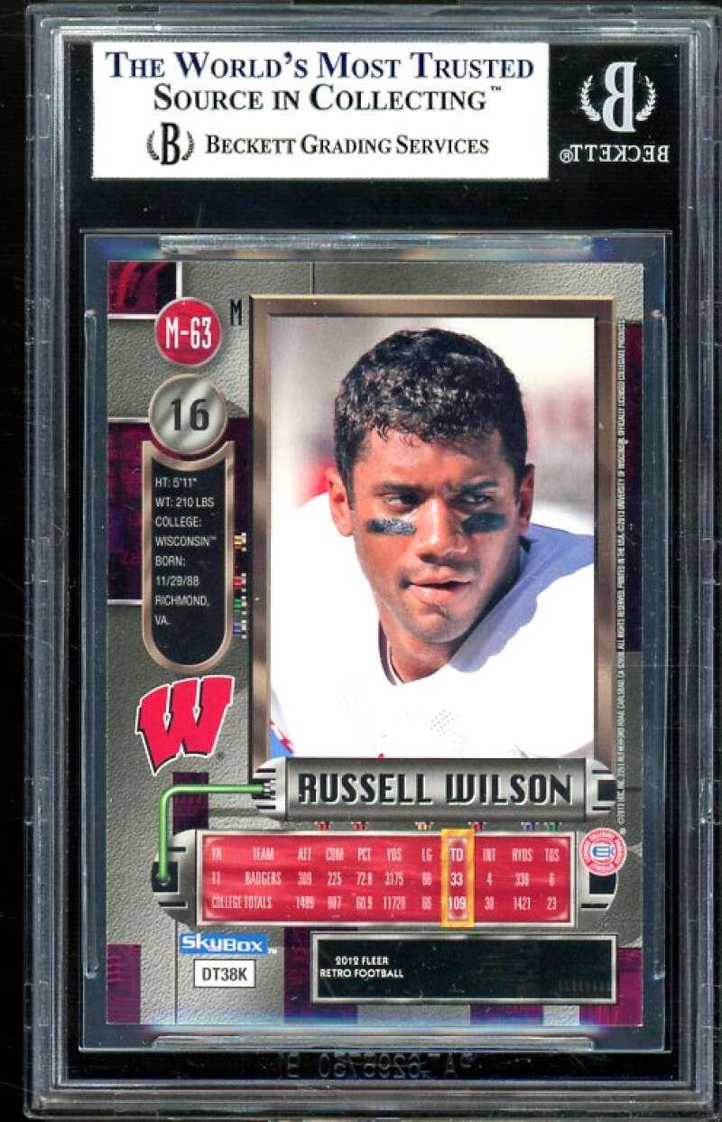 Russell Wilson 2012 Fleer Retro Metal #M63 BGS 9 (9.5 9 9 9) Image 2