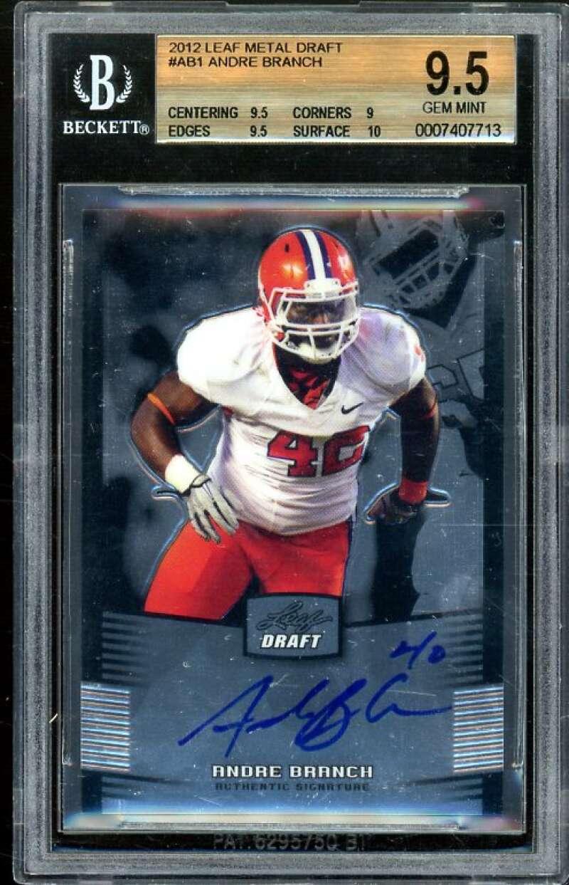 Andre Branch Rookie Card 2012 Leaf Metal Draft #AB1 BGS 9.5 (9.5 9 9.5 10) Image 1