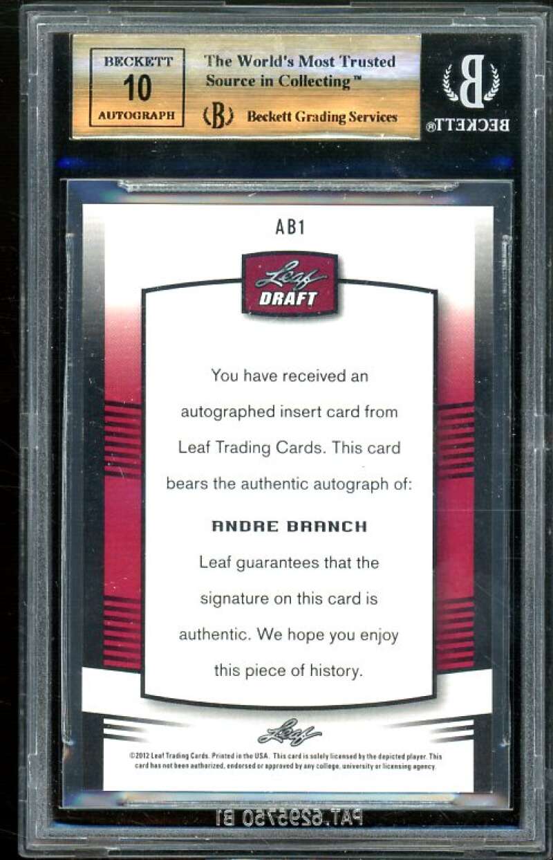 Andre Branch Rookie Card 2012 Leaf Metal Draft #AB1 BGS 9.5 (9.5 9 9.5 10) Image 2