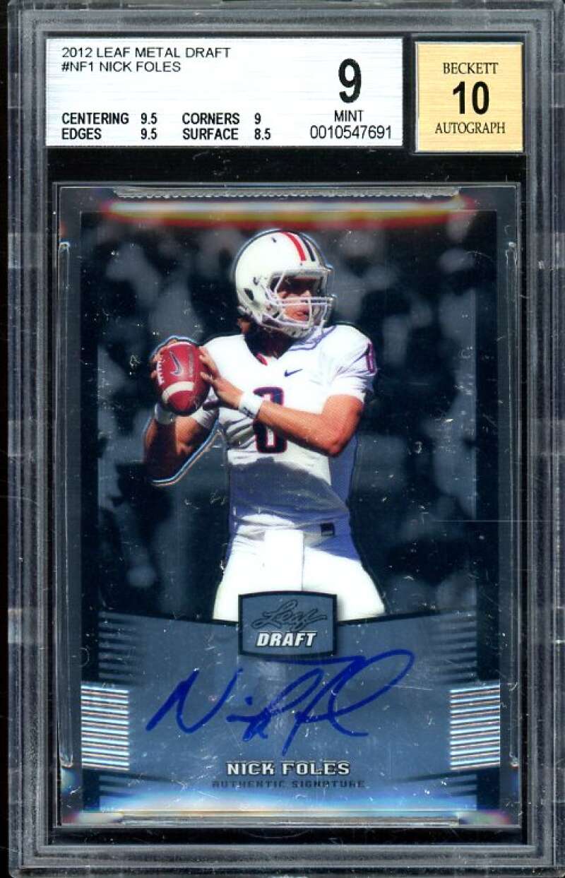 Nick Foles Rookie Card 2012 Leaf Metal Draft #NF1 BGS 9 (9.5 9 9.5 8.5) Image 1