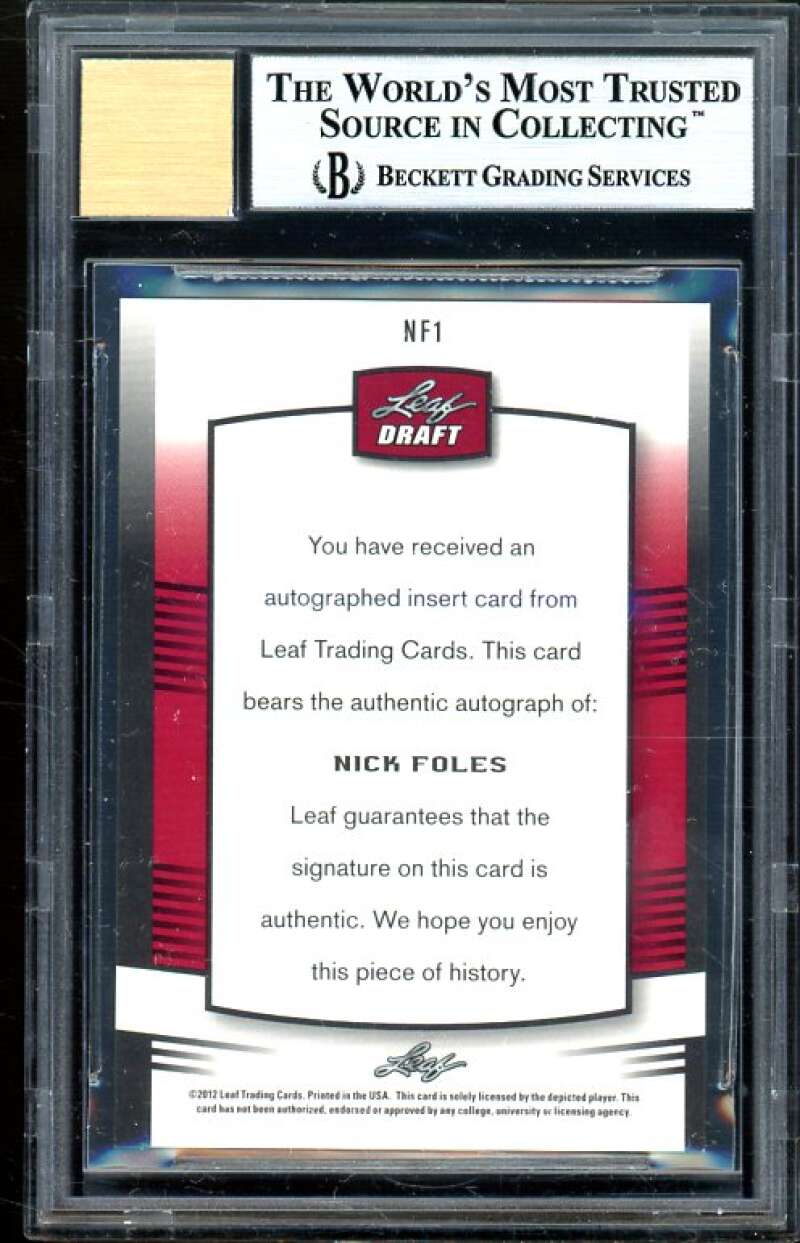 Nick Foles Rookie Card 2012 Leaf Metal Draft #NF1 BGS 9 (9.5 9 9.5 8.5) Image 2