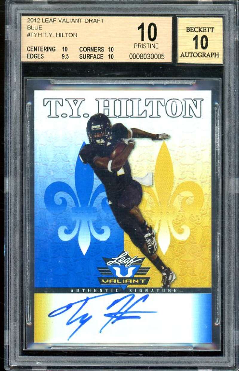 T.Y. Hilton Rookie 2012 Leaf Valiant Draft Blue #TYH (PRISTINE) BGS 10 Image 1