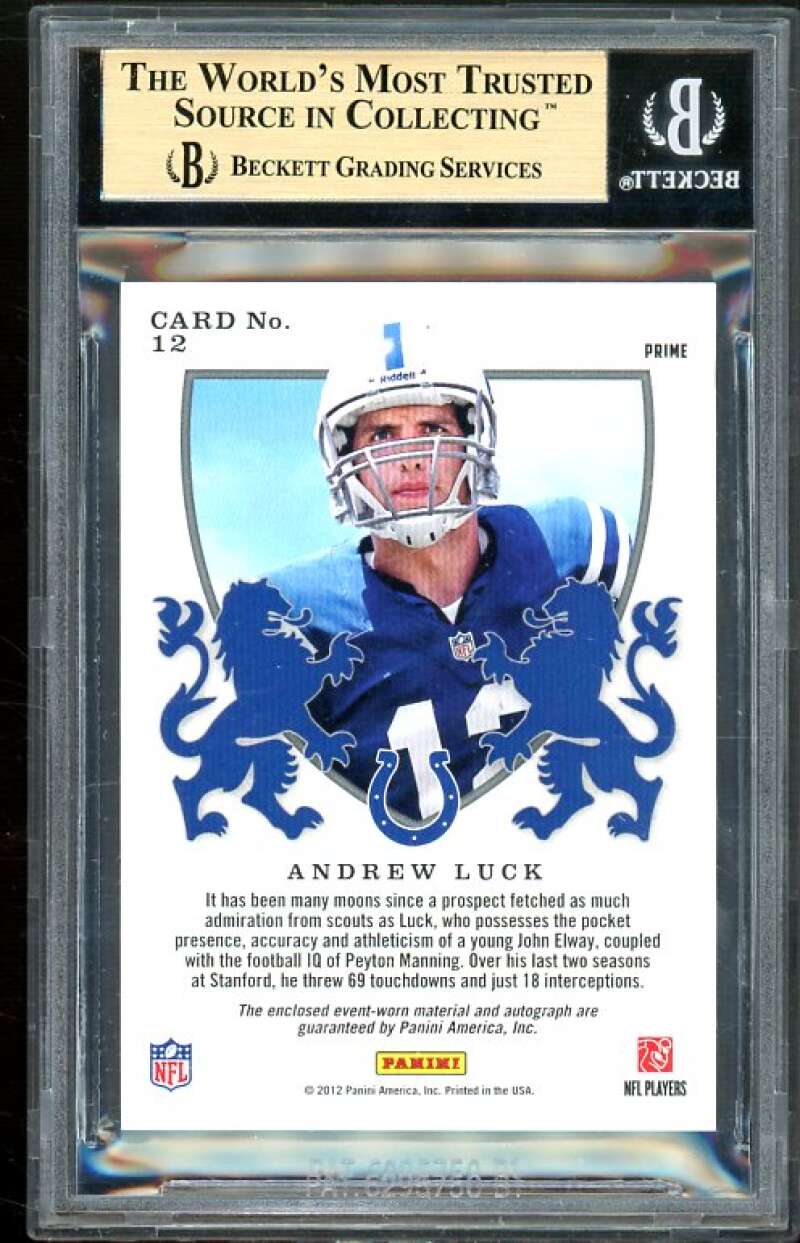 Andrew Luck Rookie 2012 Rookies Stars Crusade Materials Prime Red #12 BGS 9.5 Image 2