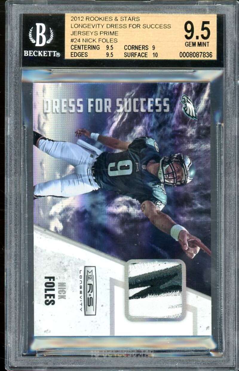 Nick Foles Rookie 2012 Rookies Stars Longevity Dress Success Jersey #24 BGS 9.5 Image 1