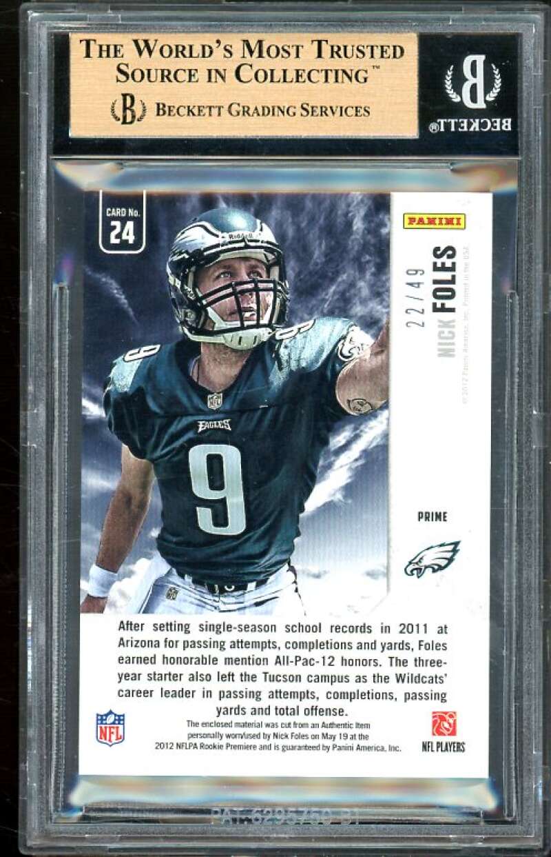 Nick Foles Rookie 2012 Rookies Stars Longevity Dress Success Jersey #24 BGS 9.5 Image 2