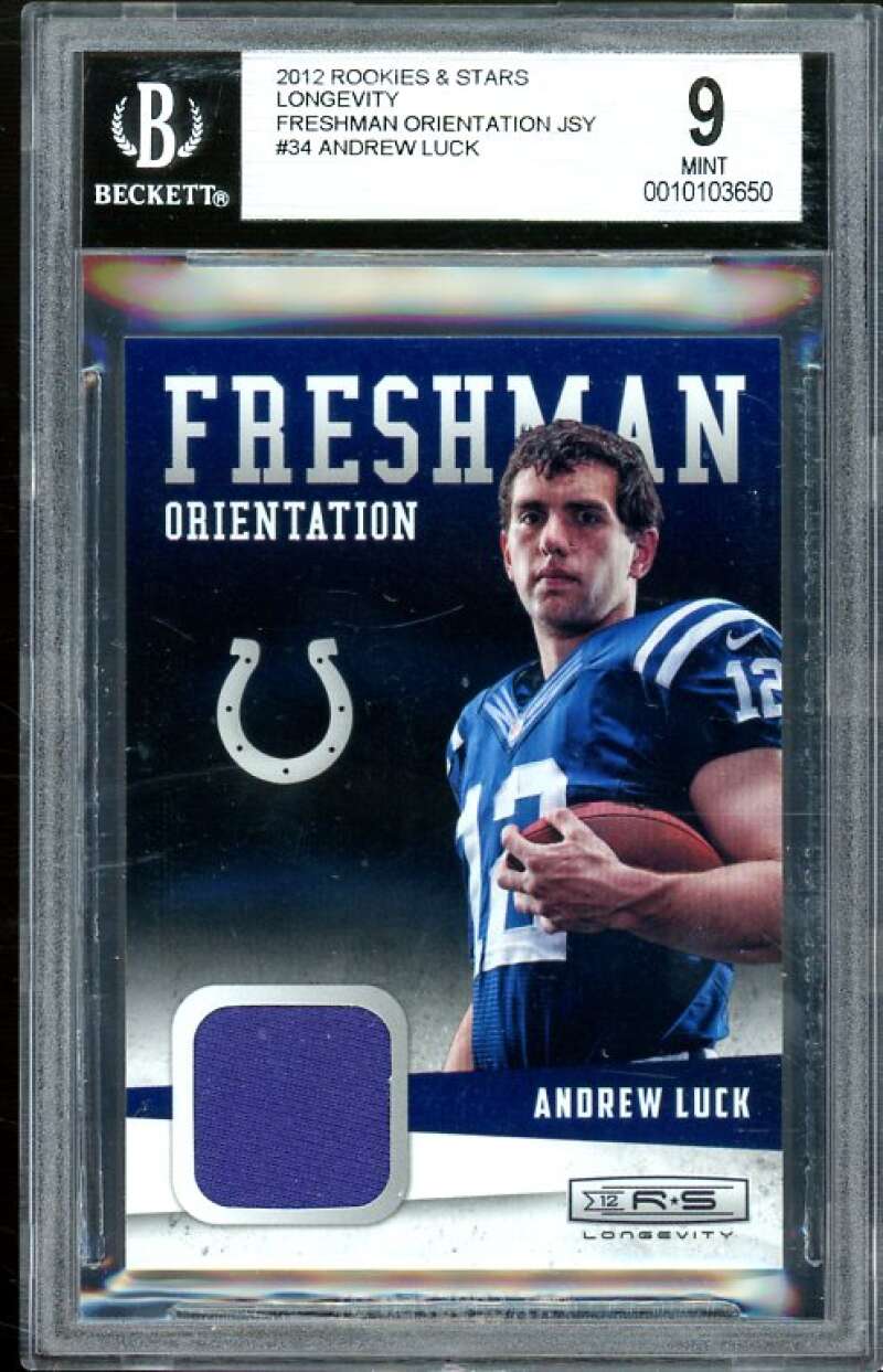 Andrew Luck Rookie 2012 Rookies Stars Longevity Freshman Orientation #34 BGS 9 Image 1