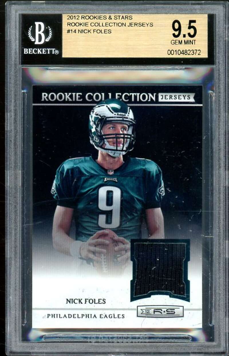 Nick Foles Rookie Card 2012 Rookies Stars Rookie Collection Jerseys #14 BGS 9.5 Image 1