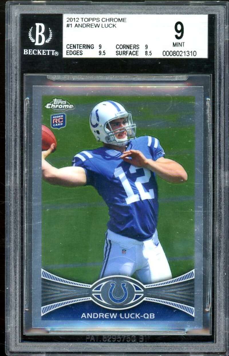 Andrew Luck Rookie Card 2012 Topps Chrome #140 BGS 9 (9 9 9.5 8.5) Image 1