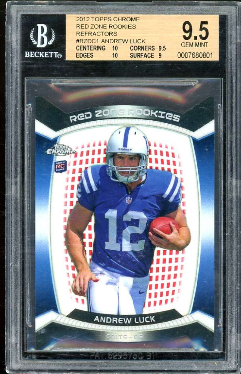 Andrew Luck Rookie Card 2012 Topps Chrome Red Zone Refractors #1 BGS 9.5 Image 1