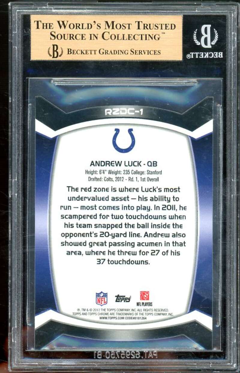 Andrew Luck Rookie Card 2012 Topps Chrome Red Zone Refractors #1 BGS 9.5 Image 2
