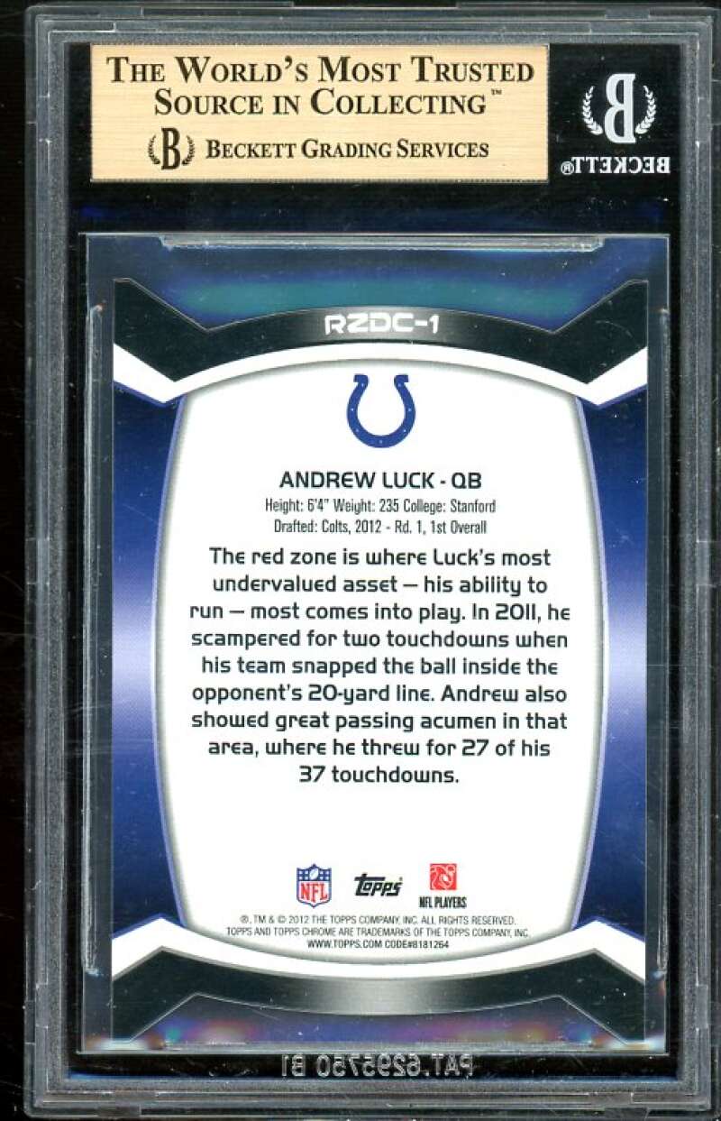 Andrew Luck Rookie 2012 Topps Chrome Red Zone Refractors #1 (PRISTINE) BGS 10 Image 2