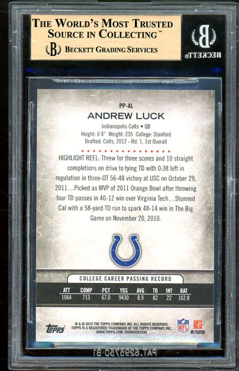 Andrew Luck Rookie 2012 Topps Prolific Playmakers #PP-AL BGS 9.5 (9.5 9 9.5 10) Image 2