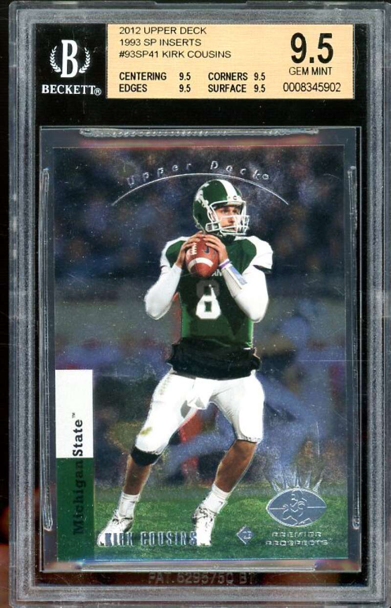 Kirk Cousins Rookie Card 2012 UD 1993 SP Inserts #41 BGS 9.5 (9.5 9.5 9.5 9.5) Image 1