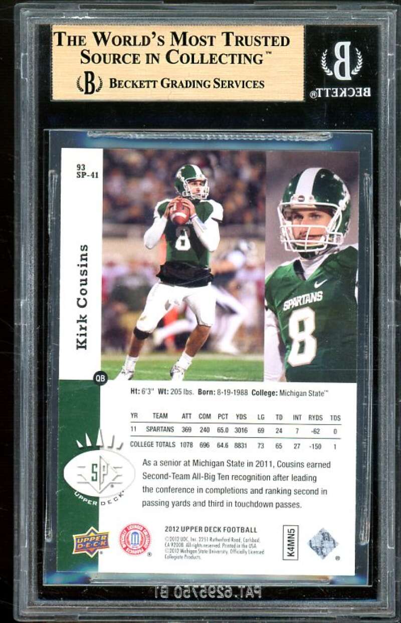 Kirk Cousins Rookie Card 2012 UD 1993 SP Inserts #41 BGS 9.5 (9.5 9.5 9.5 9.5) Image 2