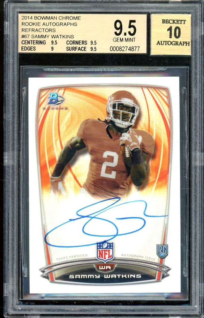 Sammy Watkins Rookie 2014 Bowman Chrome Rookie Autographs Refractors #67 BGS 9.5 Image 1