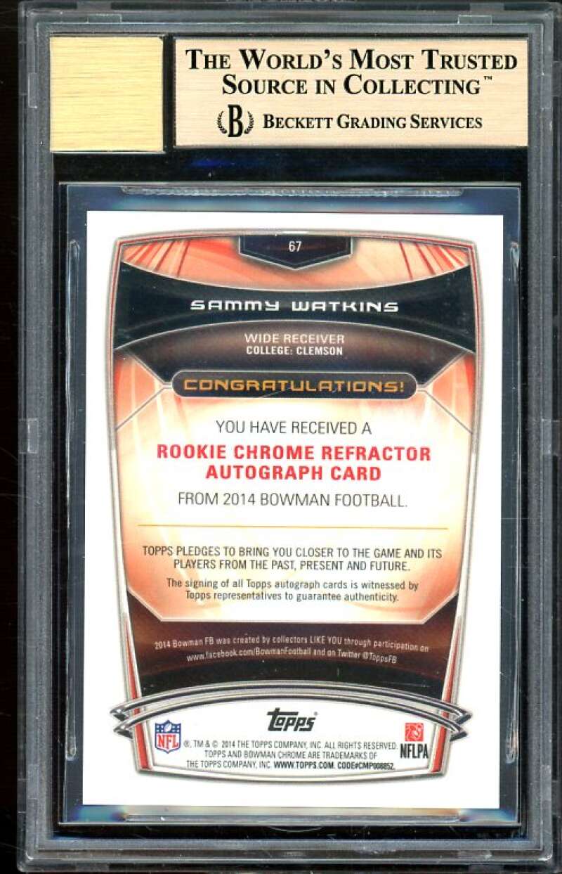 Sammy Watkins Rookie 2014 Bowman Chrome Rookie Autographs Refractors #67 BGS 9.5 Image 2