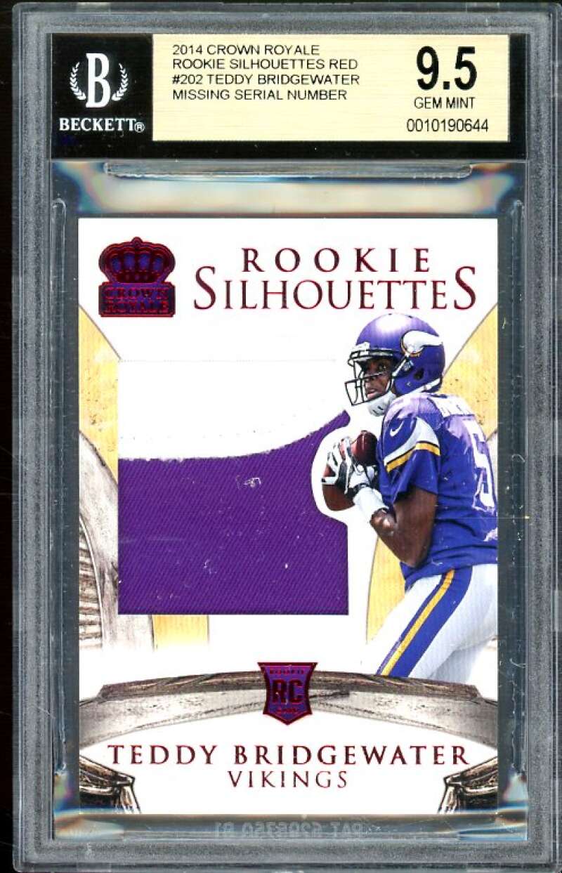 Teddy Bridgewater Rookie Card 2014 Crown Royale Rookie Silhouettes #202 BGS 9.5 Image 1