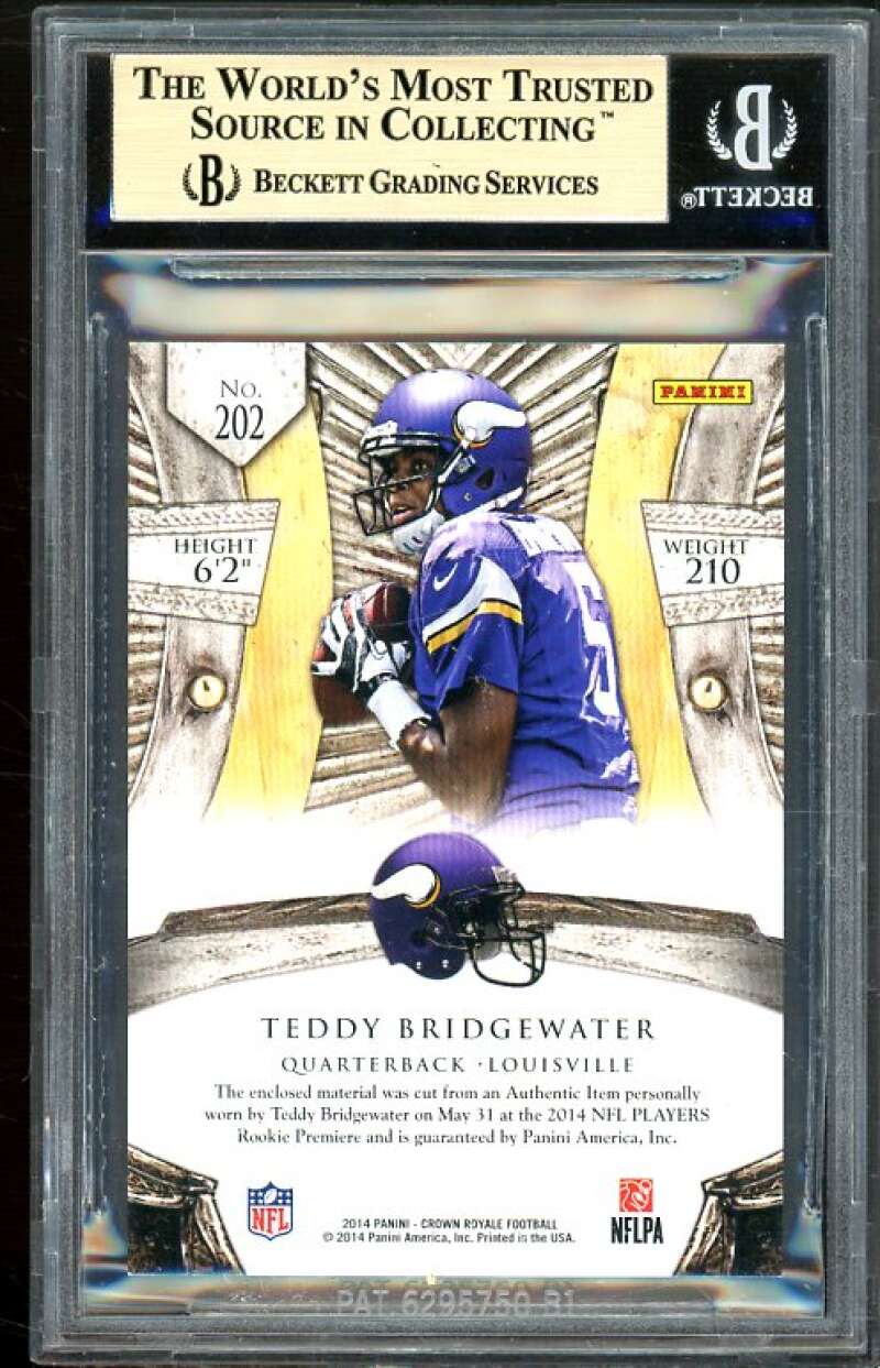 Teddy Bridgewater Rookie Card 2014 Crown Royale Rookie Silhouettes #202 BGS 9.5 Image 2