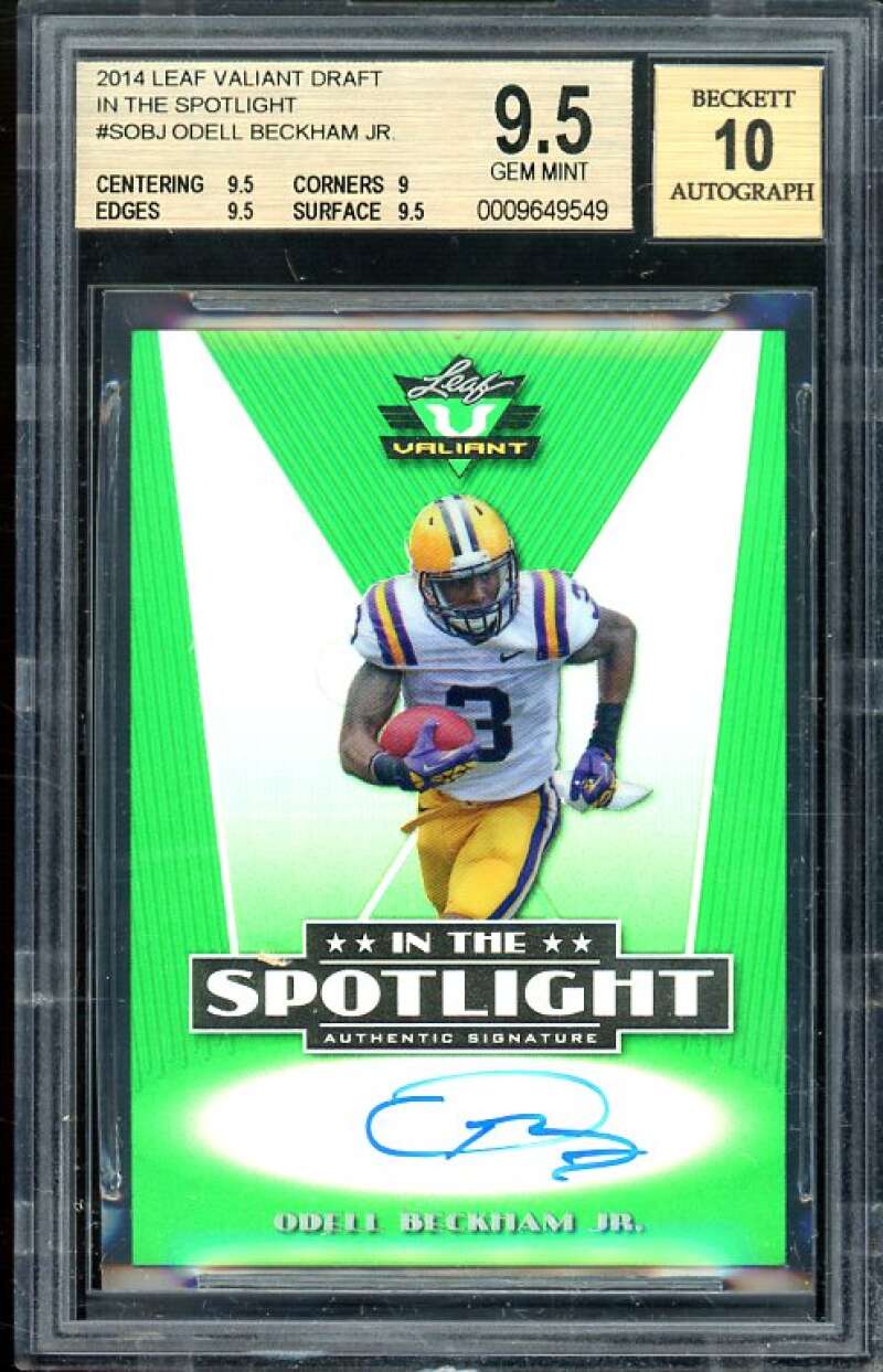 Odell Beckham Jr. Rookie 2014 Leaf Valiant Draft Spotlight Auto #SOBJ BGS 9.5 Image 1