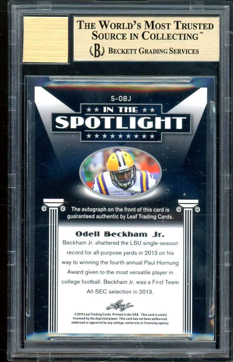 Odell Beckham Jr. Rookie 2014 Leaf Valiant Draft Spotlight Auto #SOBJ BGS 9.5 Image 2