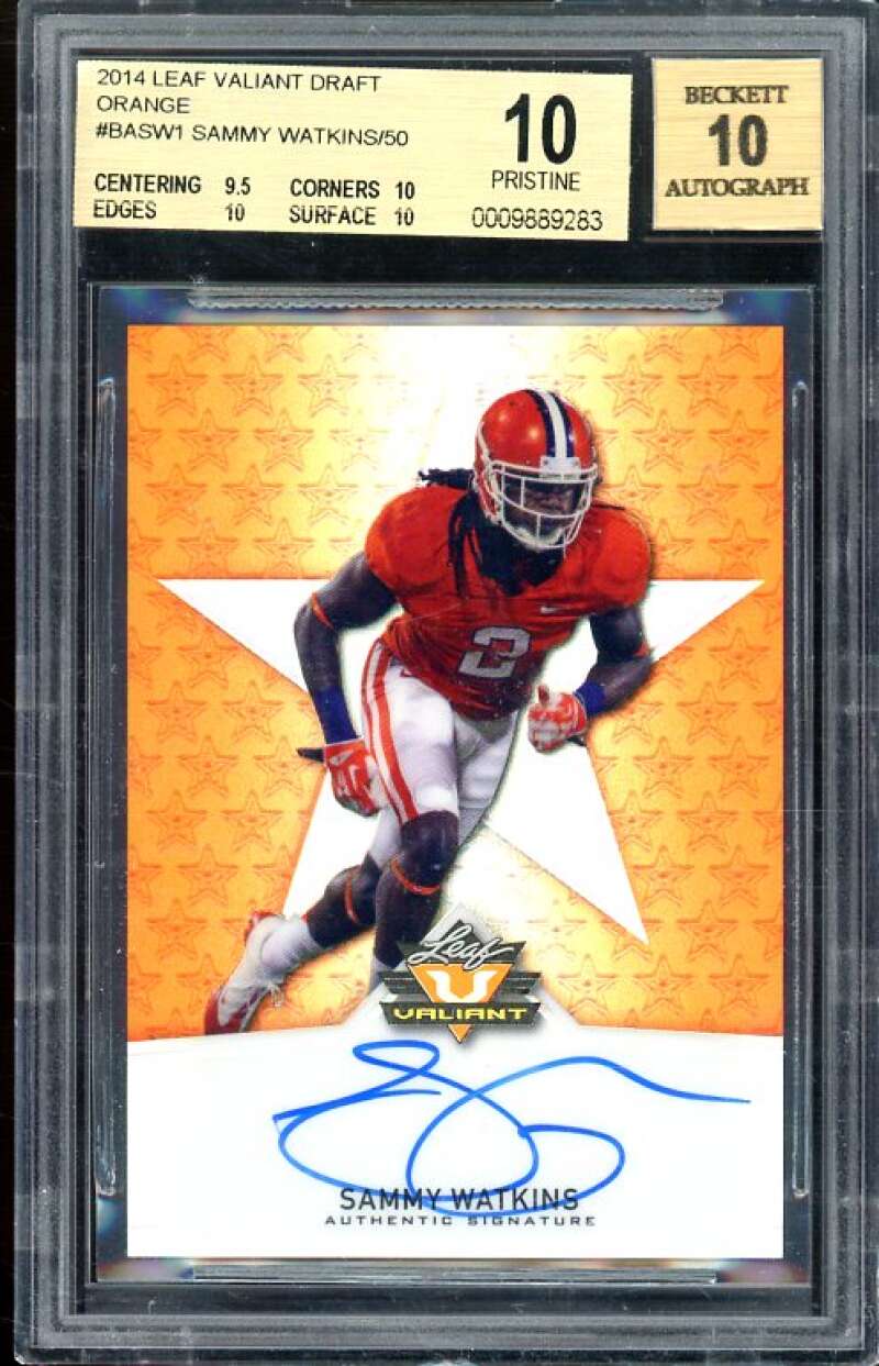 Sammy Watkins Rookie Card 2014 Leaf Valiant Draft Orange Auto (PRISTINE) BGS 10 Image 1