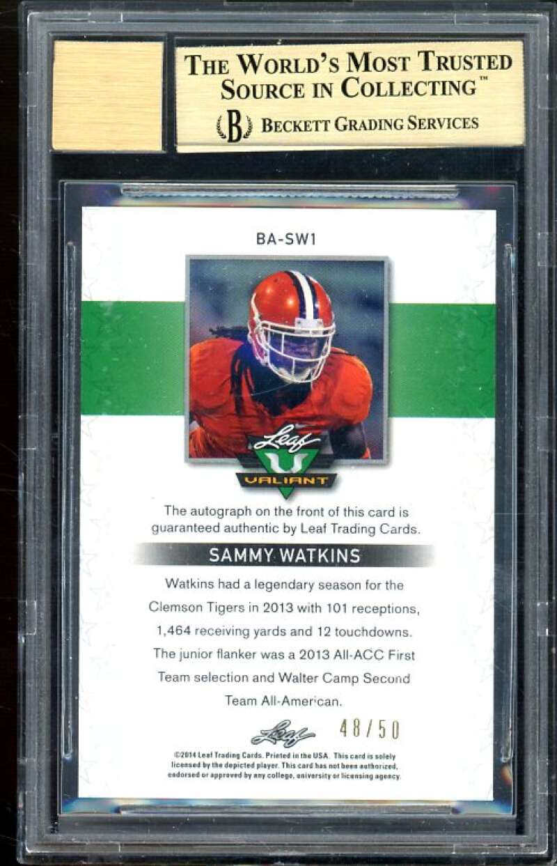 Sammy Watkins Rookie Card 2014 Leaf Valiant Draft Orange Auto (PRISTINE) BGS 10 Image 2