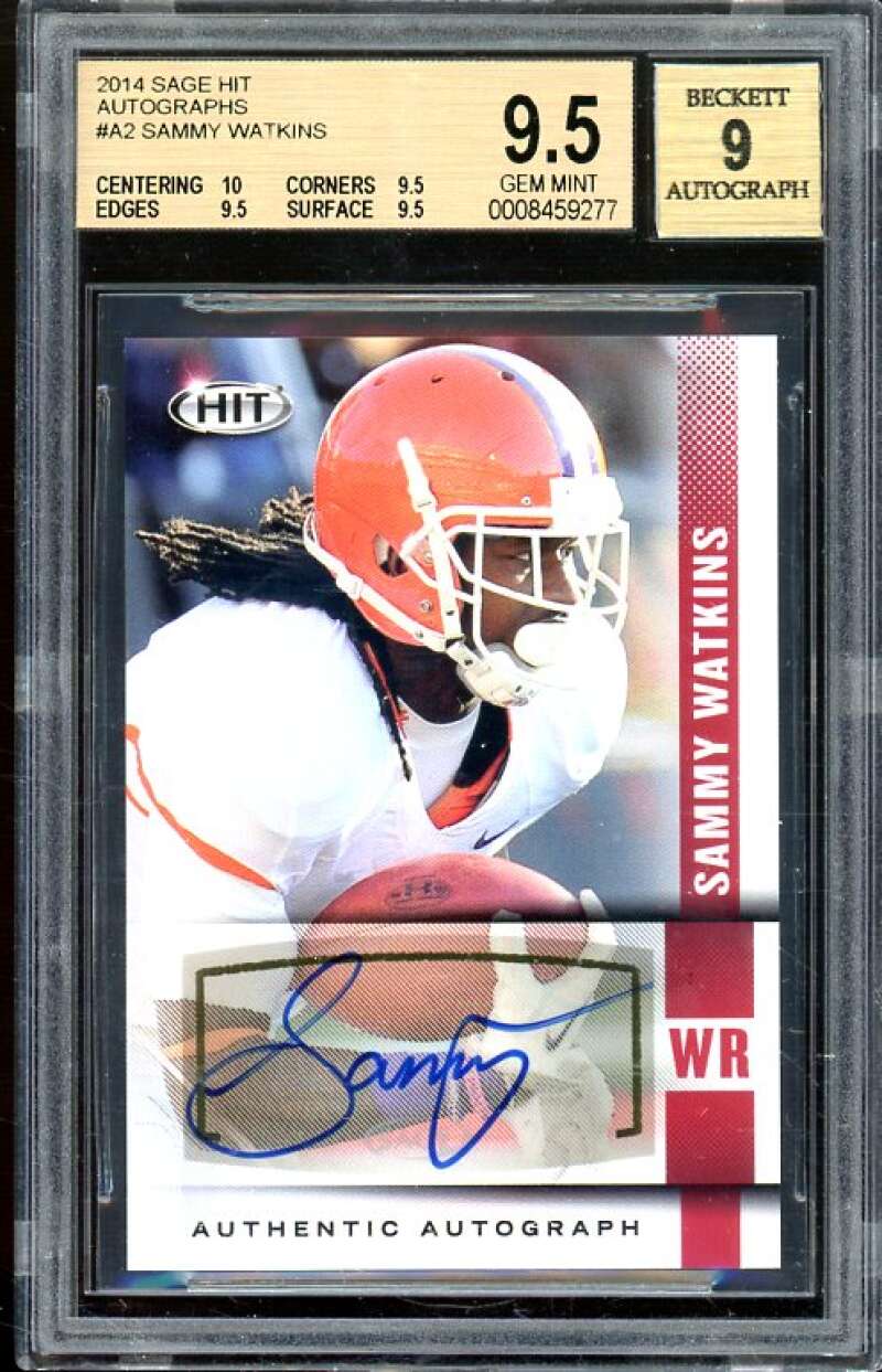 Sammy Watkins Rookie Card 2014 SAGE HIT Autographs #A2 BGS 9.5 (10 9.5 9.5 9.5) Image 1