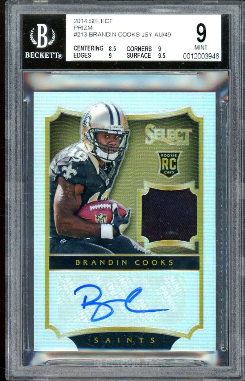 Brandin Cooks Rookie Card 2014 Select Prizm Auto Jersey #213 BGS 9 (8. –