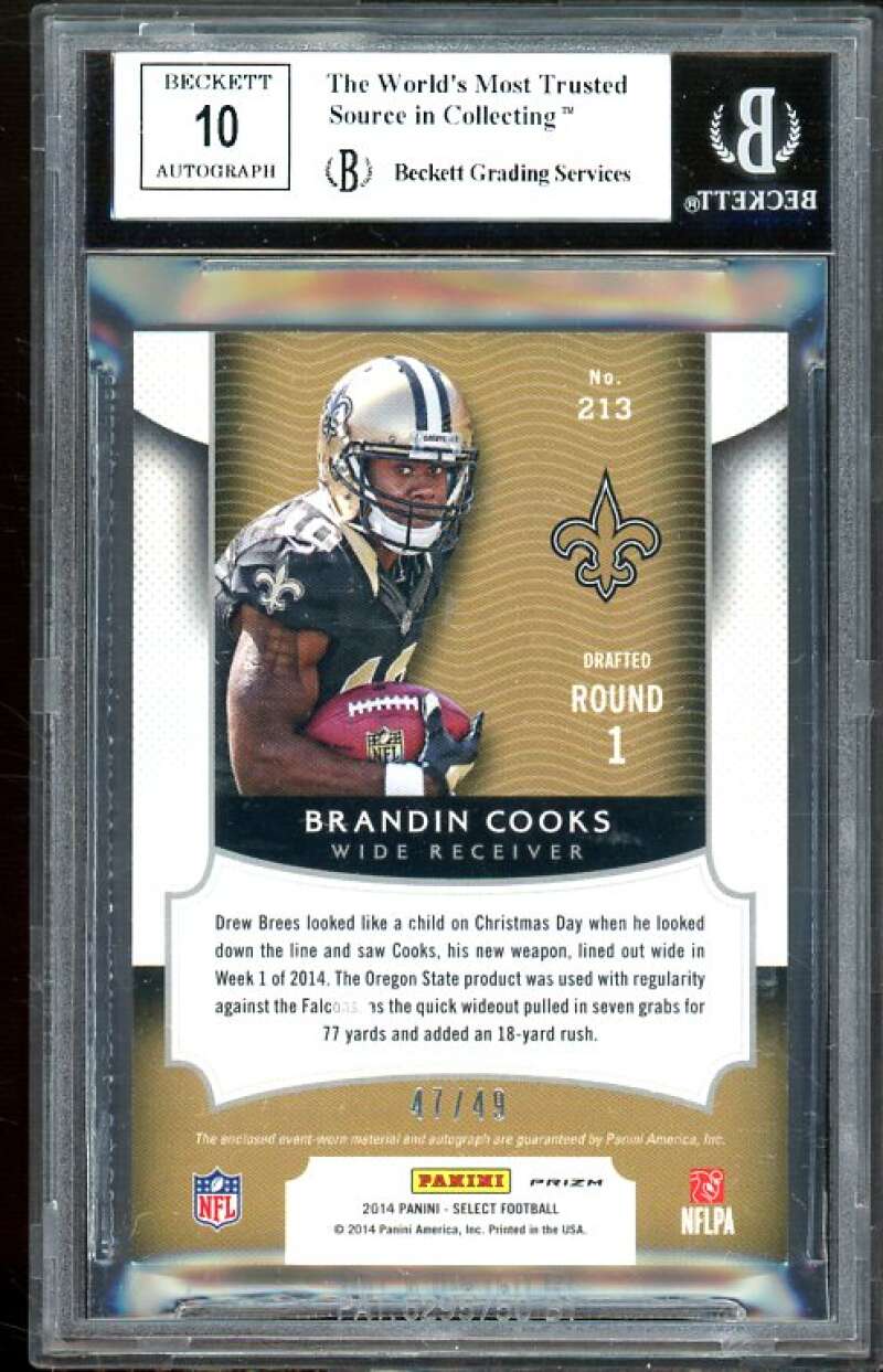 Brandin Cooks Rookie Card 2014 Select Prizm Auto Jersey #213 BGS 9 (8. –