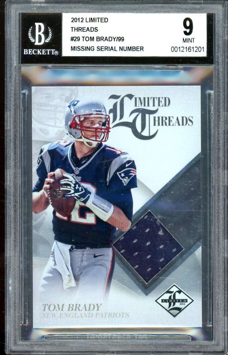 Tom Brady Card 2012 Limited Threads #29 BGS 9 Image 1