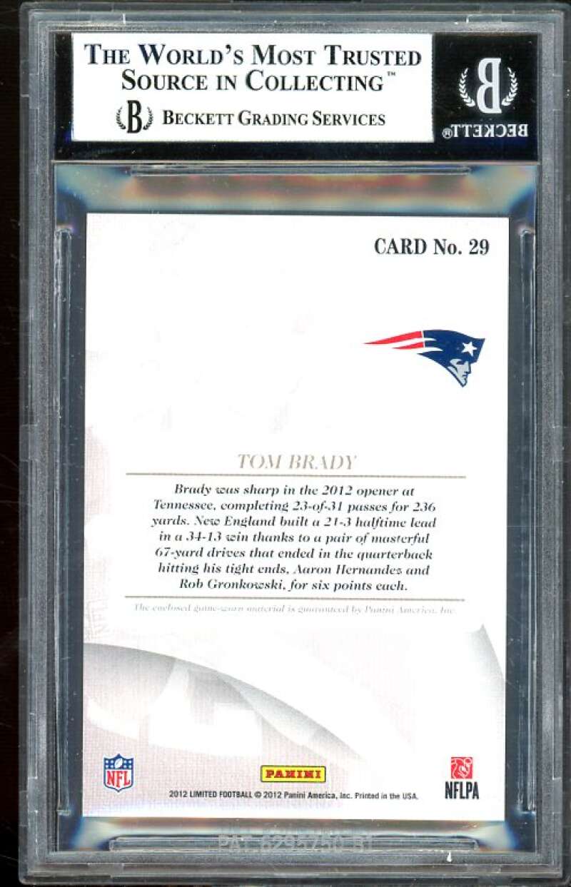 Tom Brady Card 2012 Limited Threads #29 BGS 9 Image 2