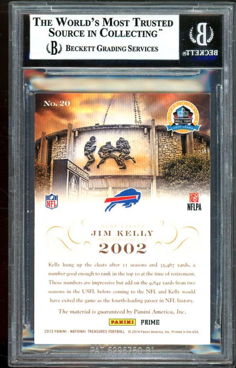 Jim Kelly Card 2013 National Treasures Hall Of Fame 50th Anniversary #20 BGS 9 Image 2