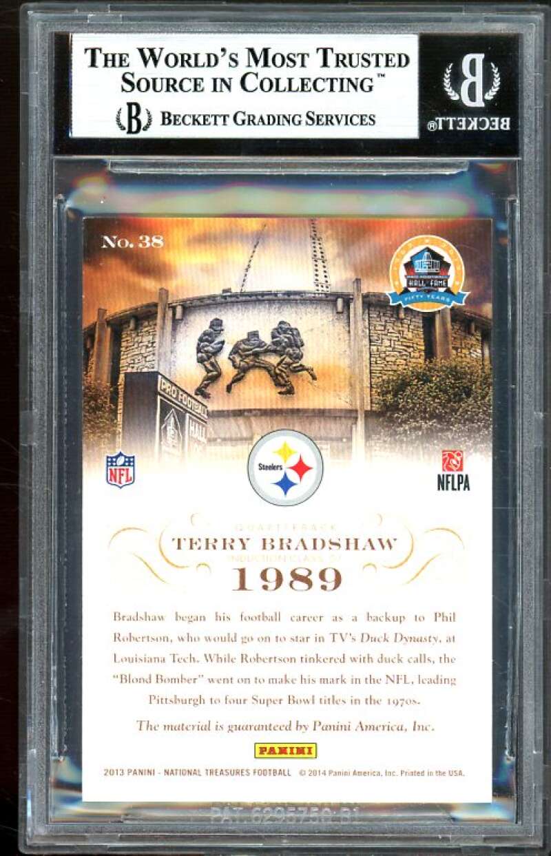 Terry Bradshaw Card 2013 National Treasures HOF 50th Anniversary Mat #38 BGS 9 Image 2