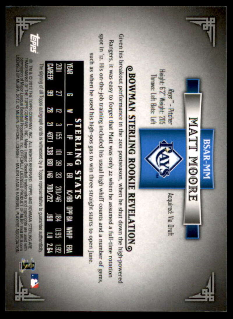 Matt Moore Card 2012 Bowman Sterling Rookie Autographs #MM  Image 2